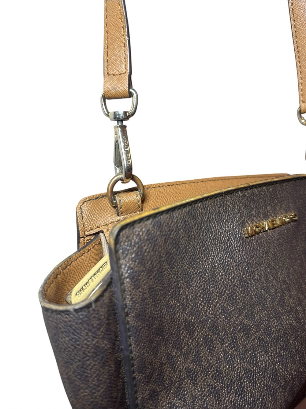 Michael Kors Selma small Messenger Crossbody Bag in brown logo-print design​ - Picture 6 of 14